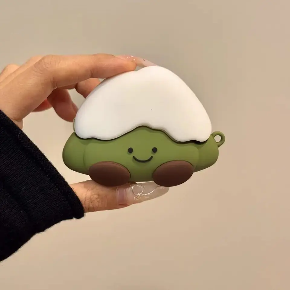 Japanese Korean Matcha Snow Mountain Expression Love Beads Earphone Case Anti-fall Protective Soft All-inclusive kawaii Case