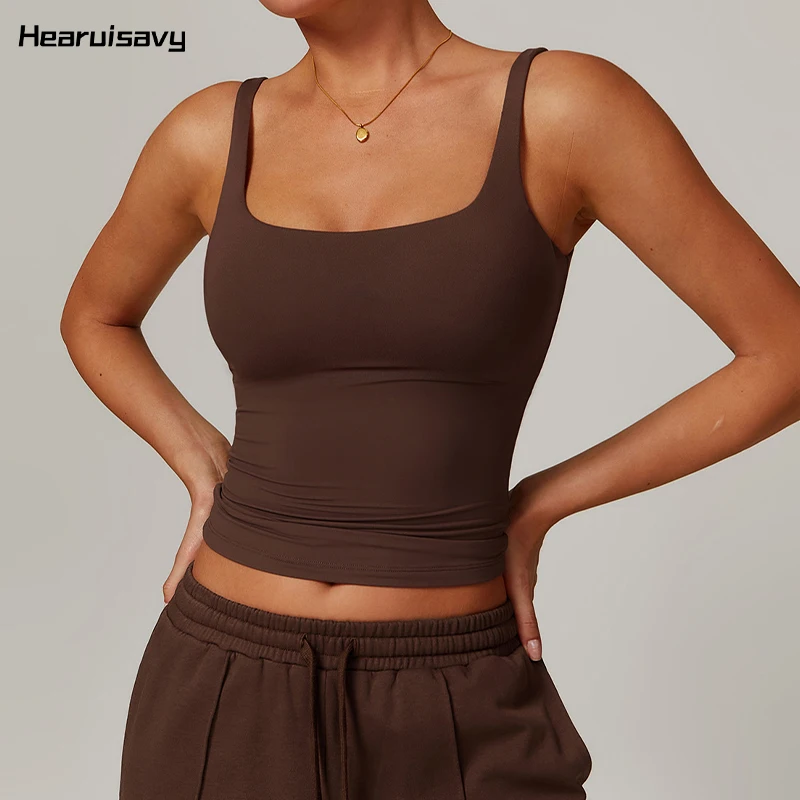 Hearuisavy ملابس اليوغا غير رسمية حمالة صدر رياضية اللياقة البدنية سريعة الجافة تجريب تانك القمم أنثى الجري للصدمات Skintight سترة رياضية النساء