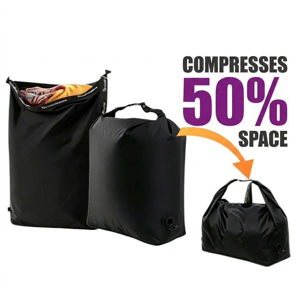 Heavy Travel Vacuum Compression Bags 24L 38L Waterproof Tear Proof, Reusable Travelings Organizer Camper, Trip Large Capacity ﻿