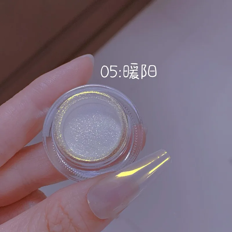 1jar aurora cromo espelho metálico glitter pó de unhas brilho iridescente pó espelho mágico efeito arte do prego pigmento poeira (0,3g