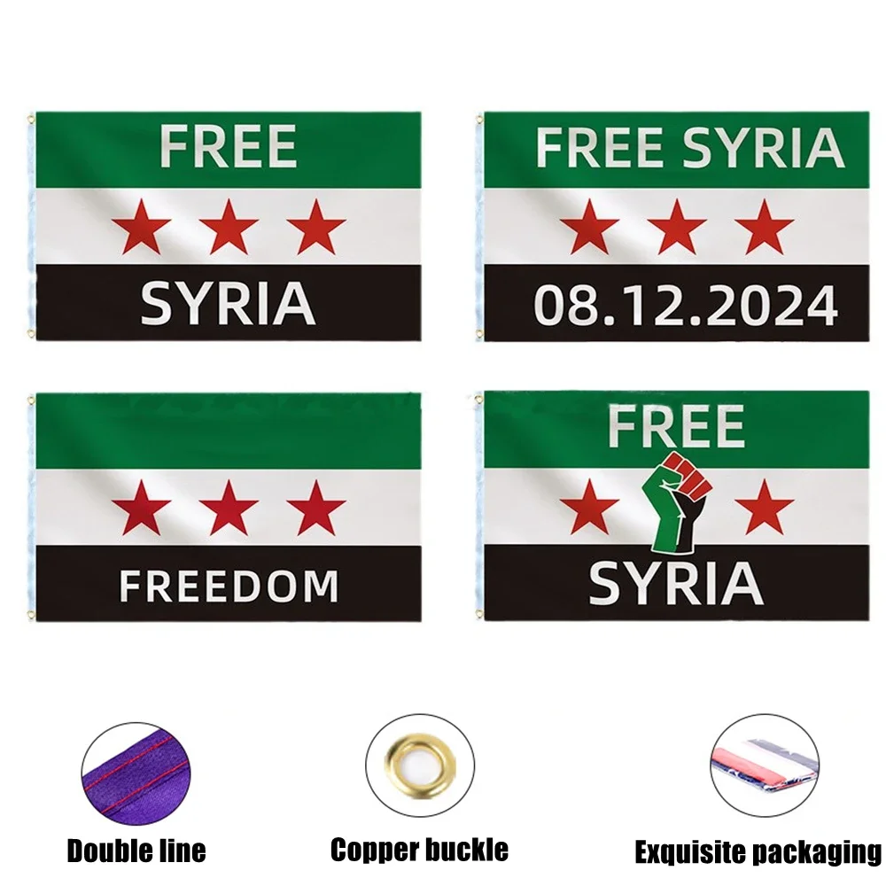 Wholesale Syria Flag， 90x150cm, Syria Revolution， Syria Free People's Flag Hanging, High Quality 100% Polyester Flag Decoration