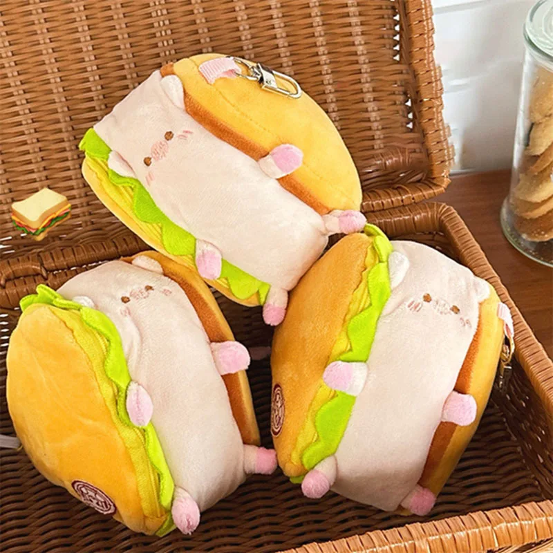 Kawaii Hamburger Bread Birthday Cake Women Plush Coin Purse Potters Cartoon Storage Bag Mini Bag Girl Purses Wallet Coin Pouch