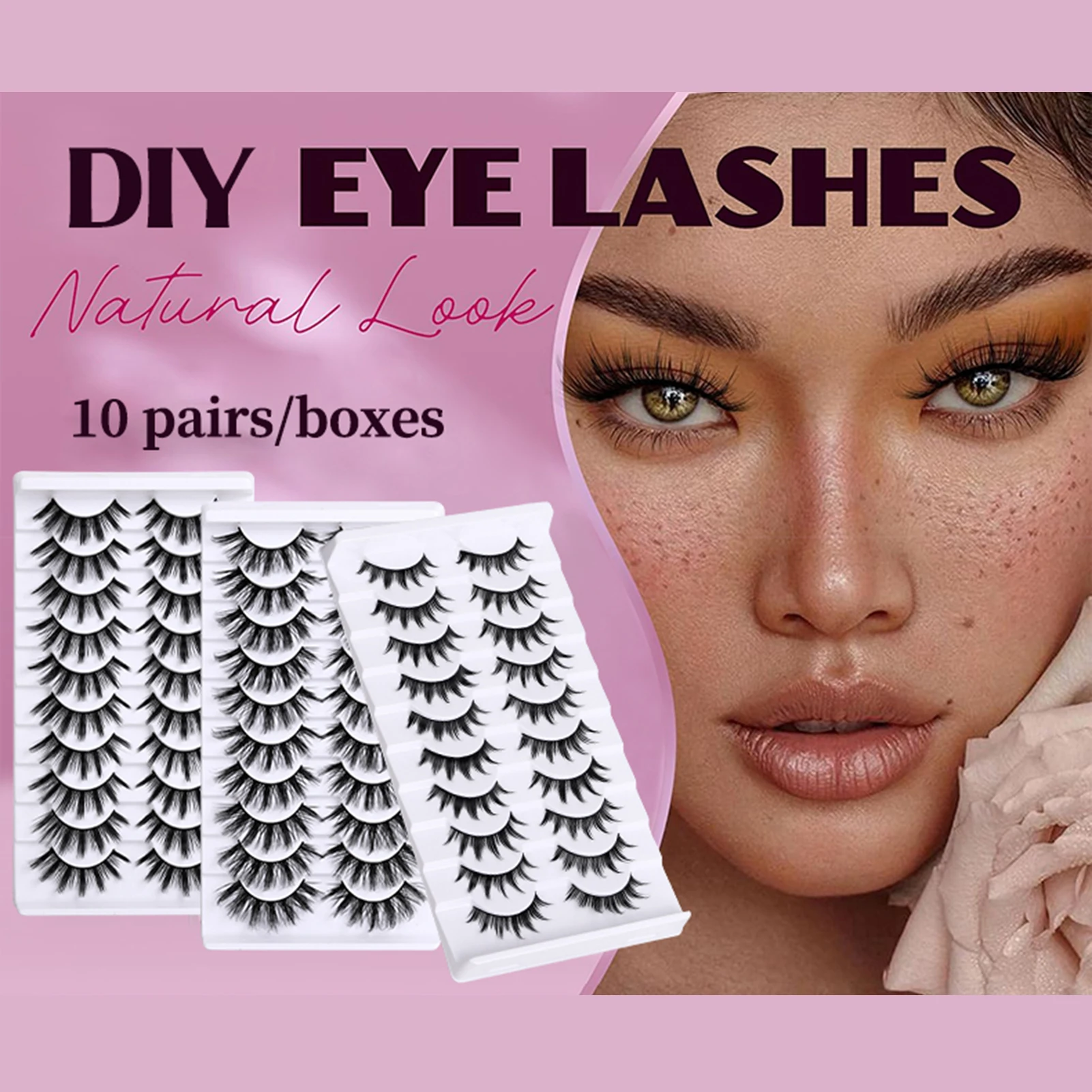 

10 Pair Simulation False Eyelashes Multi-style Fluffy Natural Wispy Lashes for Beauty Blogger Makeup Supplies