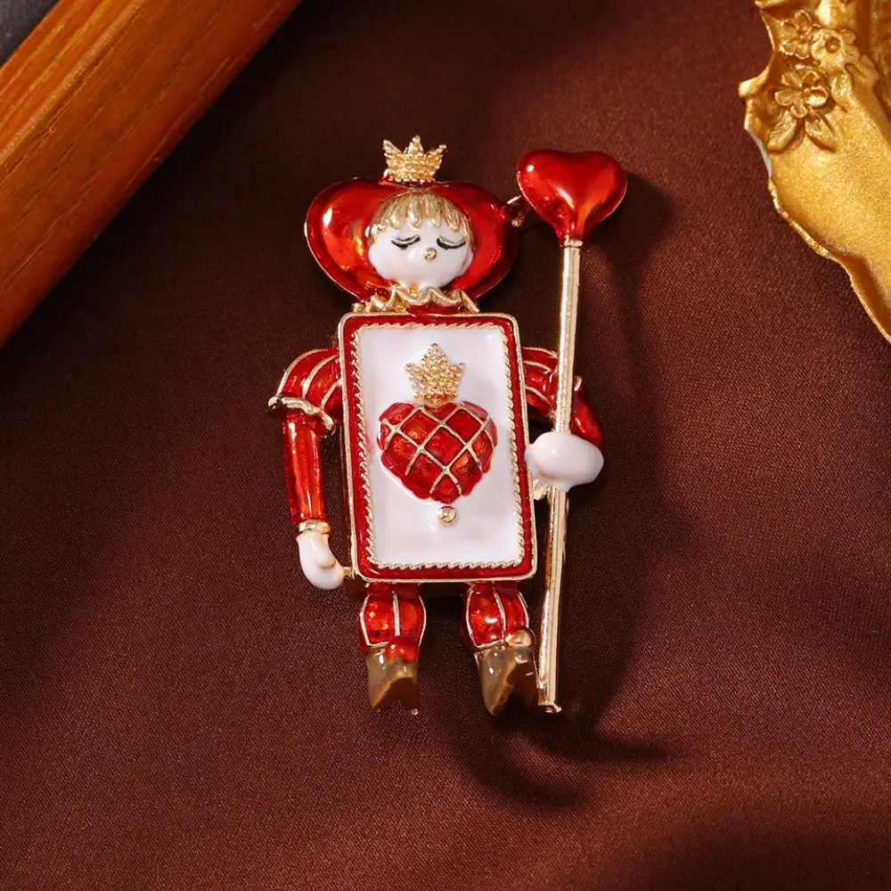 Clip Pin Cartoon Soldier Brooch Cute Classic Clown Brooches Creative Heart and Spade Knight Corsage Man
