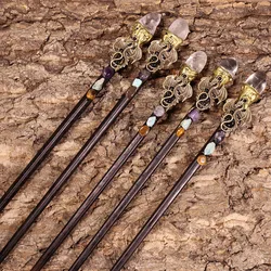 1pc Long Natural Clear Quartz Amethyst Stone Magic Wand Wood Fairy Stick Handcrafted Props Accessories