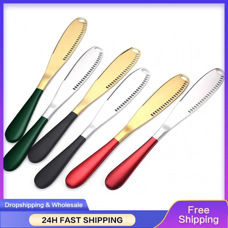 Stainless Steel Butter Knife With Hole Cheese Butter Cutter Cheese Smear Toast Bread Cutlery Multifunction Kichen Spatula Tools