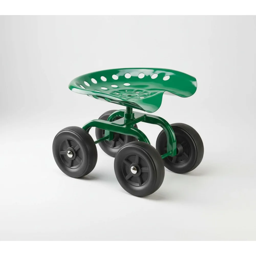 

360° Swivel Rolling Garden Stool with Adjustable Height, Ergonomic Seat for Seniors, Women, Men - Heavy-Duty Outdoor Cart