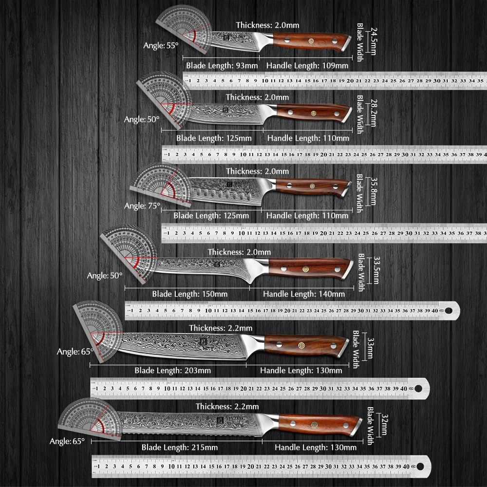 Imagem -05 - Xinzuo-damascus Steel Kitchen Knife 67 Camadas Chef Slicing Utility Paring Knife Rosewood Handle Razor Sharp 110 Pcs