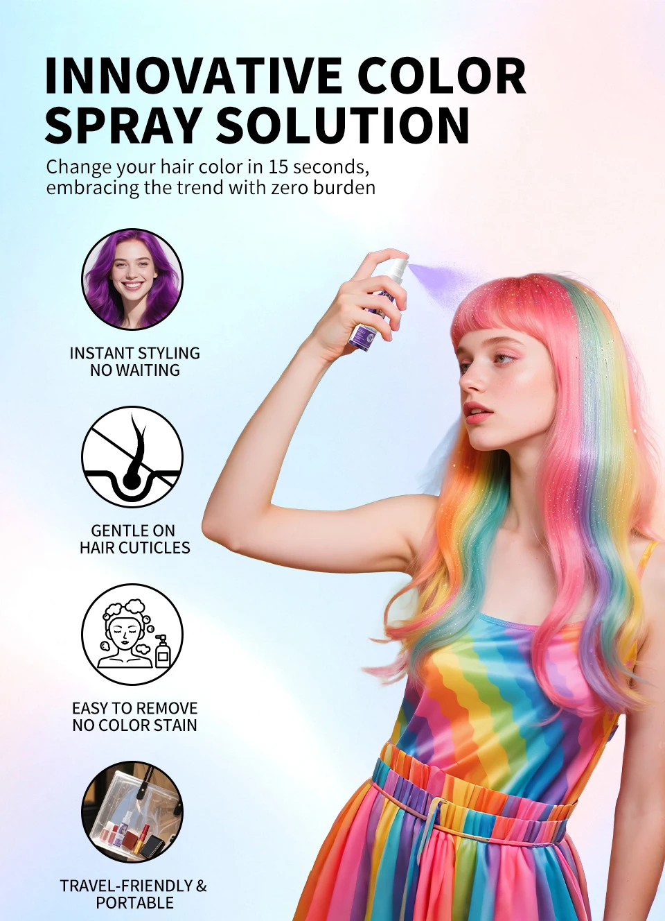 Temporäre Haar Färben Spray Haar Farbe Farbstoff Spray Bunte Haar Styling Produkt 30 ml Für Tägliche Party Cosplay DIY Haar farbe Creme – Detail 3