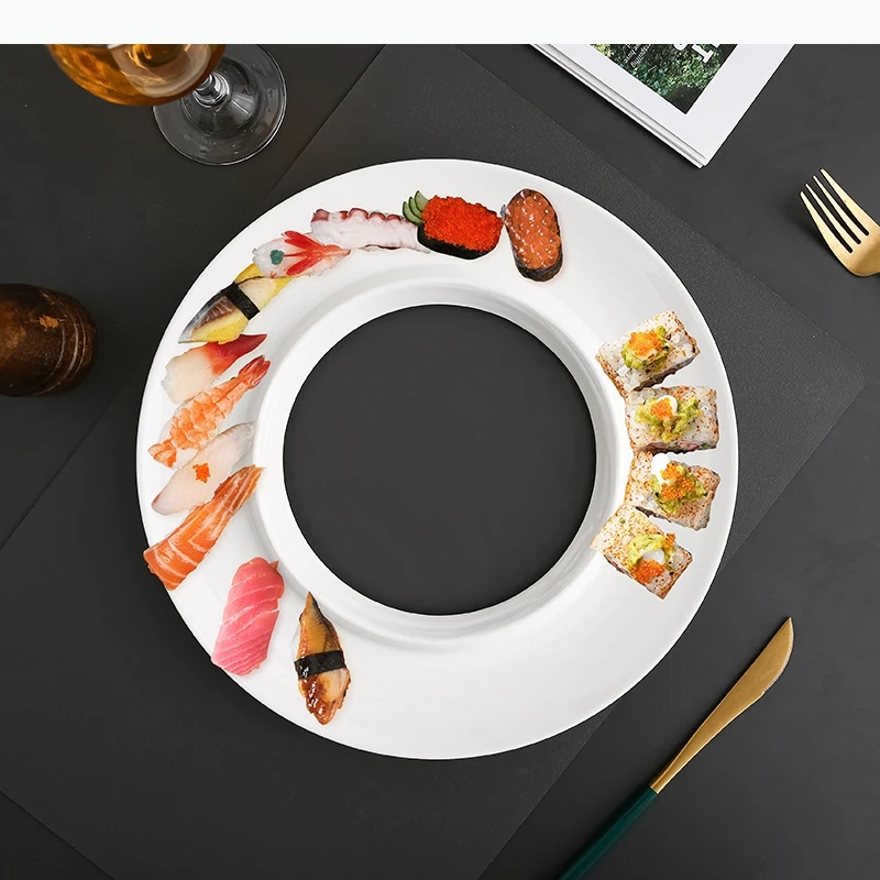 

White Round Ceramic Dining Plate Sushi Plate Dim Sum Dish Dessert Sashimi Plates Fruit Cake Pan Pastry Plates Tray