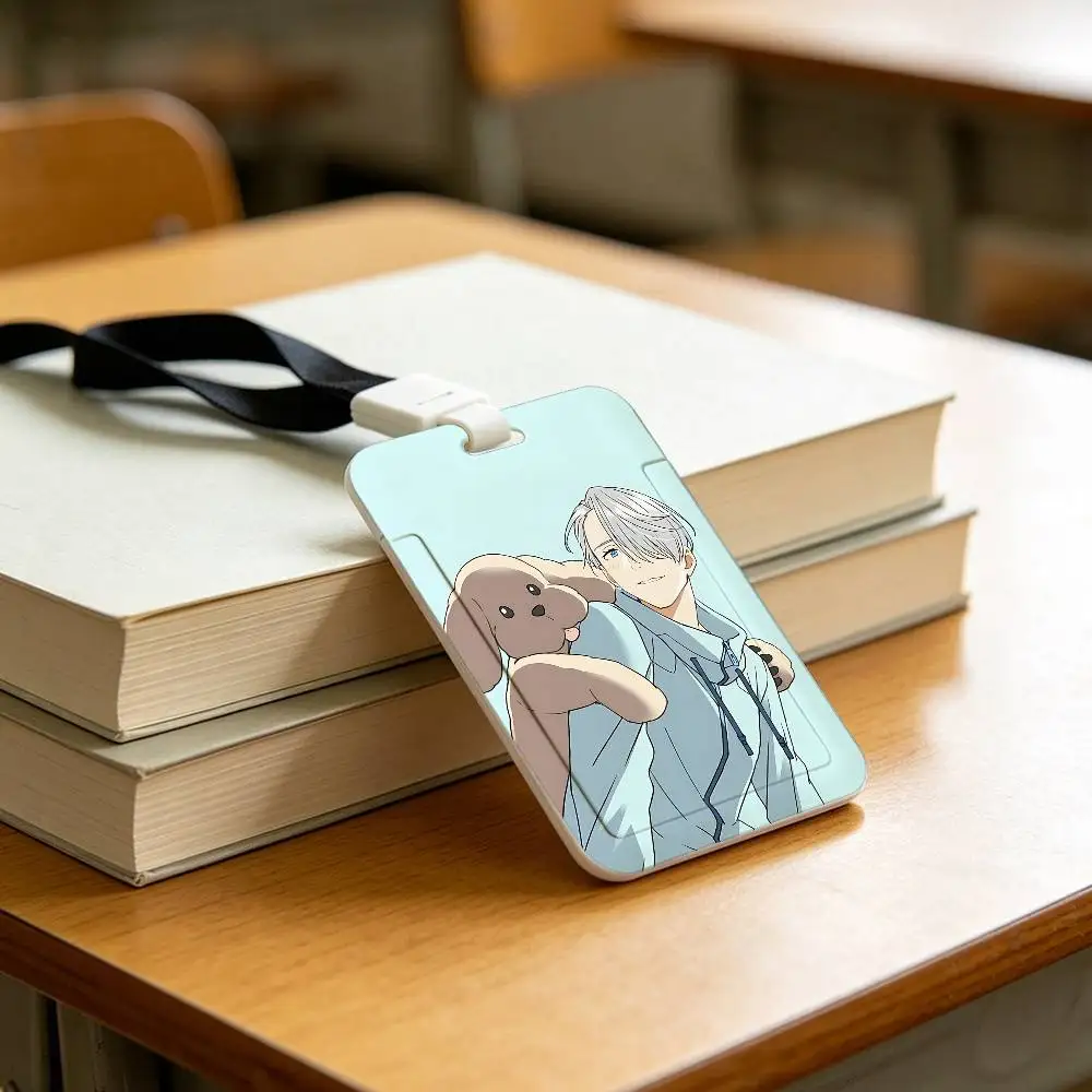 Anime-Yuri On IceS ID Card Holder Badge Holders Lanyard Business Exhibit School Strap Neck Hang