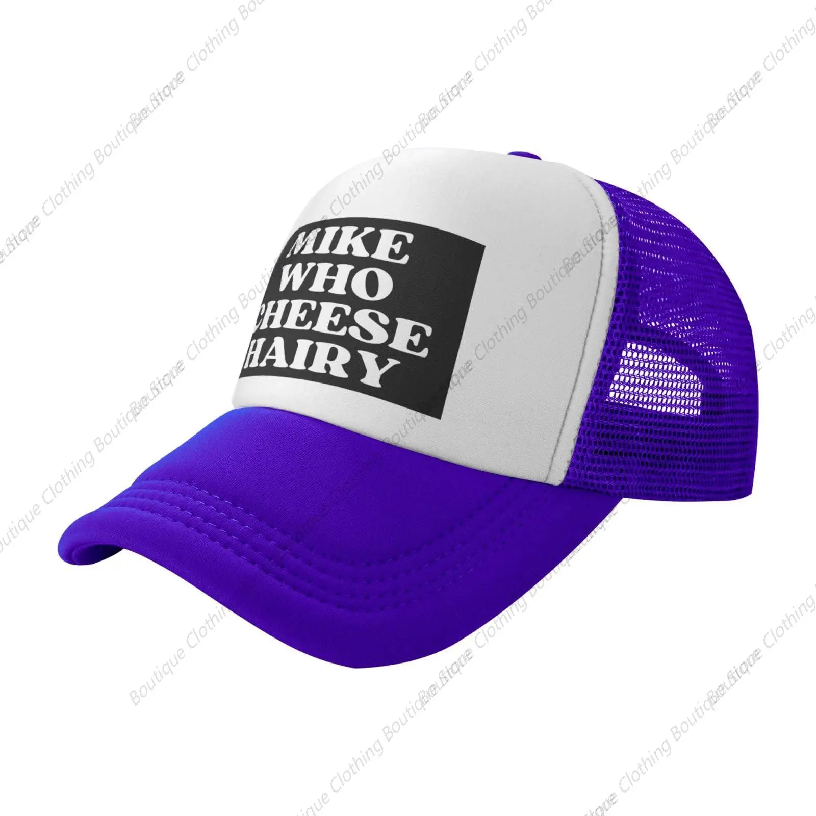 Mike Who Cheese Hairy Mesh Hat Men Women Trucker Hat Baseball Cap Dad Gift Purple