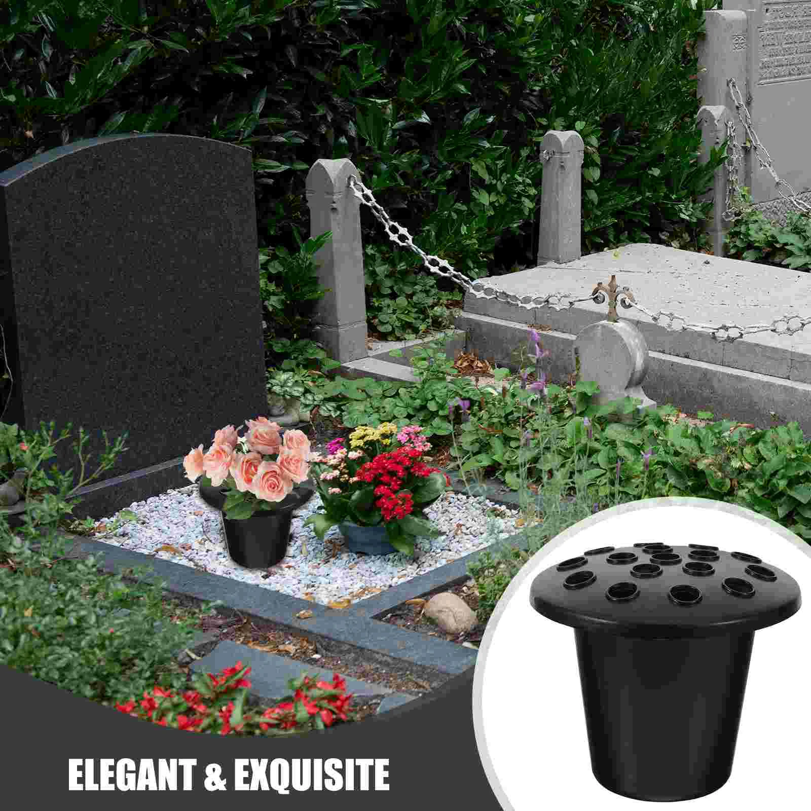 4 Pcs Flowerpot Cemetery Artificial Flowers Grave Floral Holder Plastic for Graves