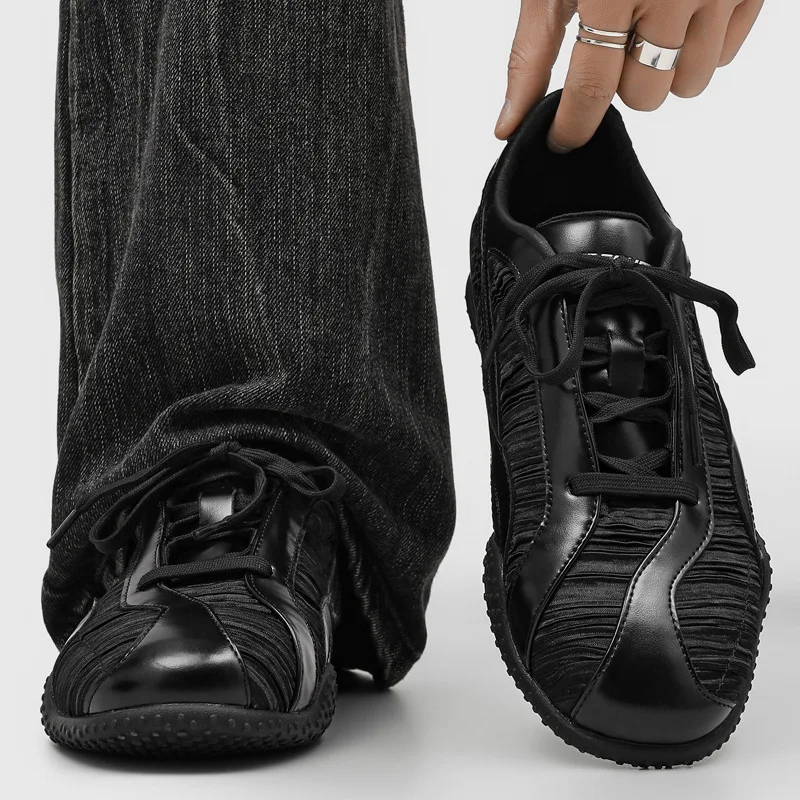 

Classic Trainers Comfortable Anti Slip Walking Sneaker Spring Autumn Sports and Black Leisure Shoes Splicing Flats Driving Shoe