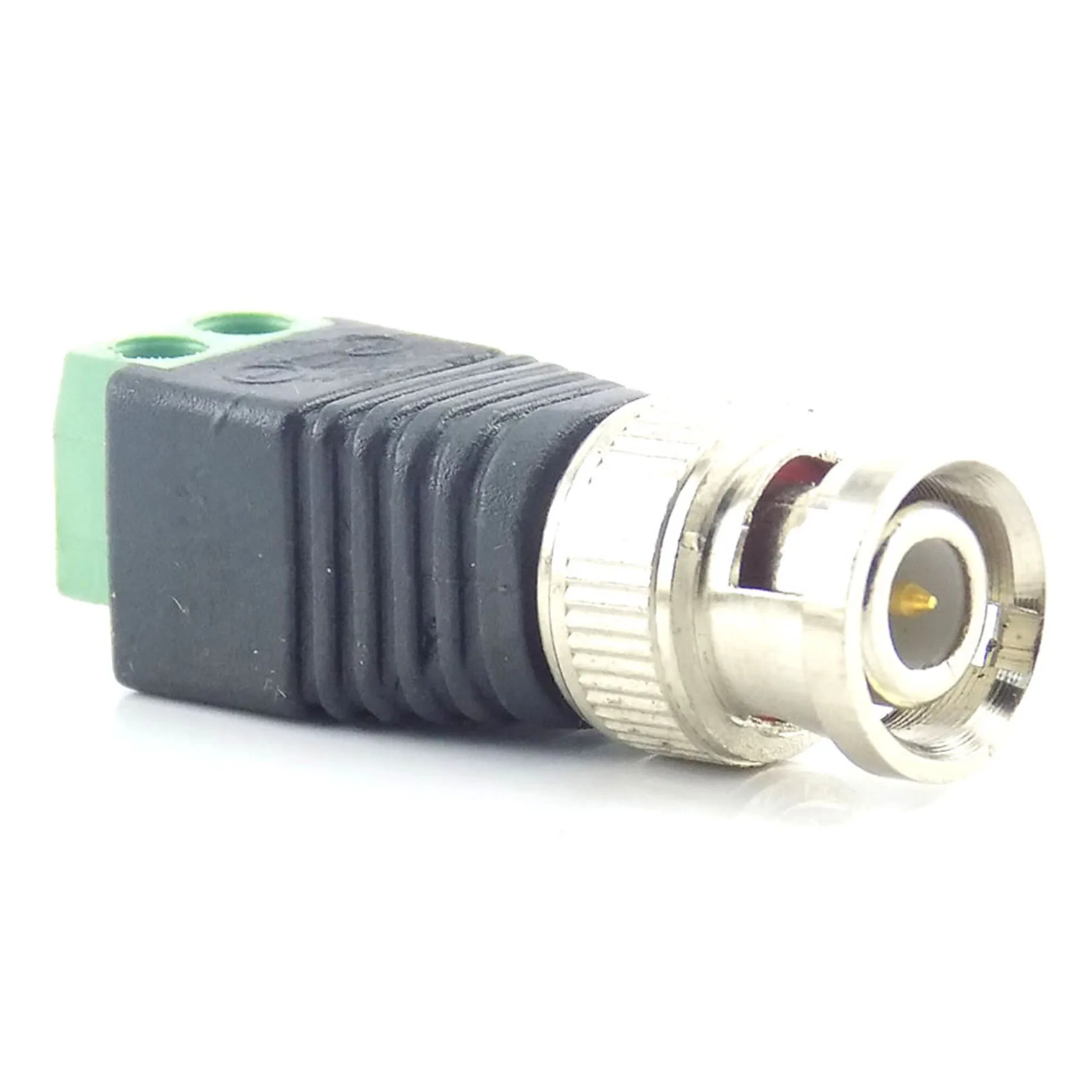 Conector BNC de metal macho con conector DC, terminal de tornillo, Balun de vídeo UTP para cámara de vigilancia CCTV, 10 Uds.