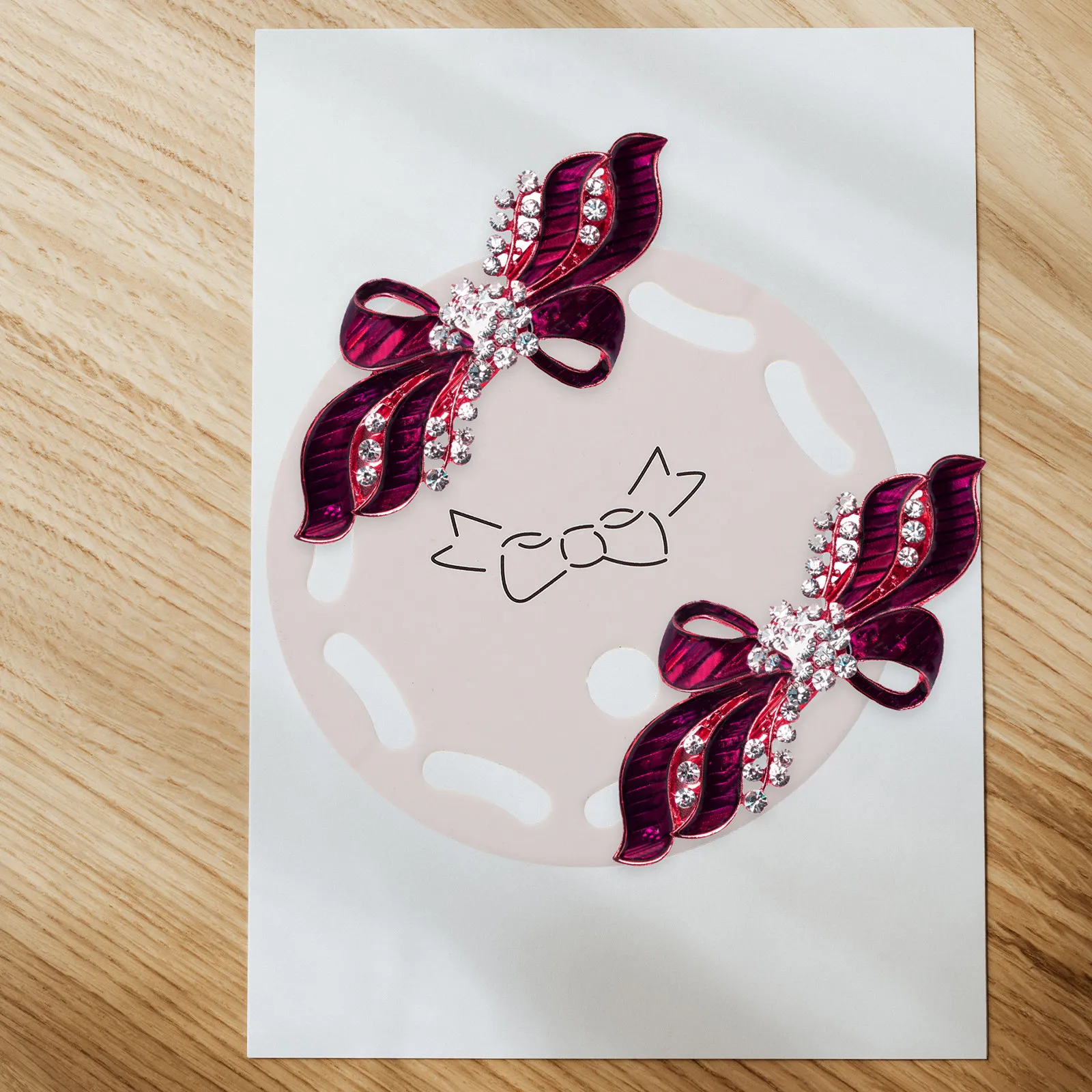 Butterfly Hair Clips Display Cards Round Paperboard Holders For Hair Accessories Storage Jewelry Showcase Pre-Cut Hole