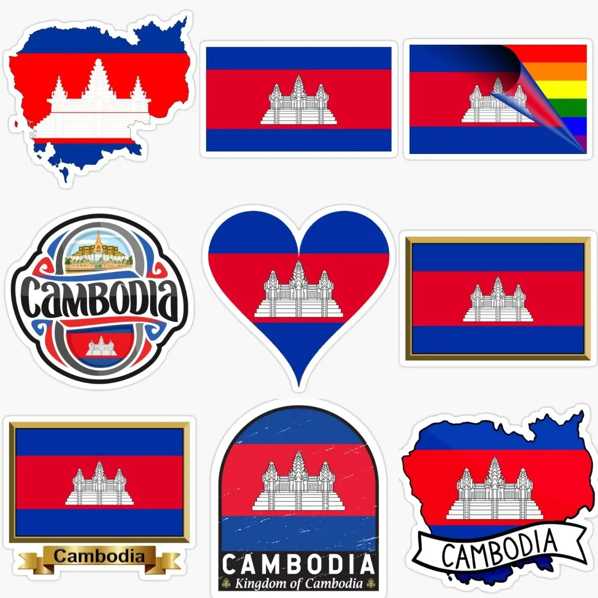 

Cambodia Flag Map Emblem Creative Sticker for Decorate Wall Window Fridge Car Bicycle Truck Helmet Motorcycle Off-road Decal