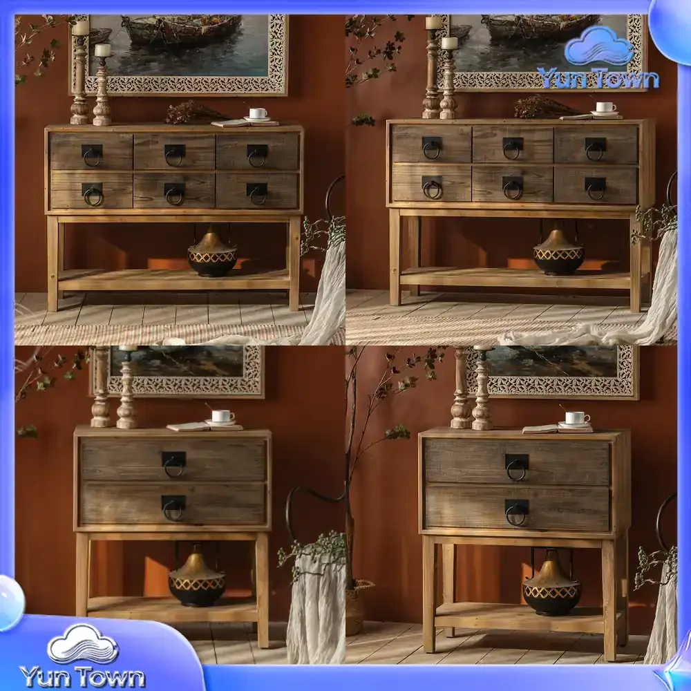 Rustic Wooden Entryway Cabinet for Living Room Shop Display Decorative Storage Cabinet for Vintage Style Home Office