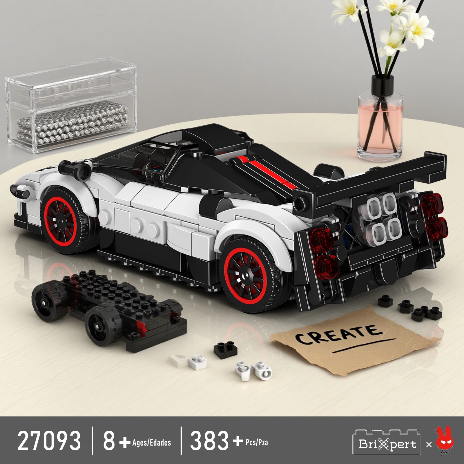 โมลด์คิงรถแข่งชุดตัวต่อ 383 ชิ้นเทคนิคกีฬารถยนต์ DIY ชุดประกอบสำหรับเด็กคริสต์มาสของขวัญ