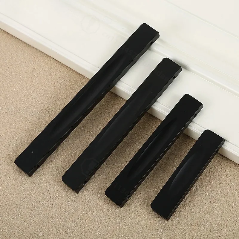Aluminum Alloy T-Shaped Handle Black American Style Cabinet Door Pull Furniture Hardware One Word Handle for Kitchen Wardrobe