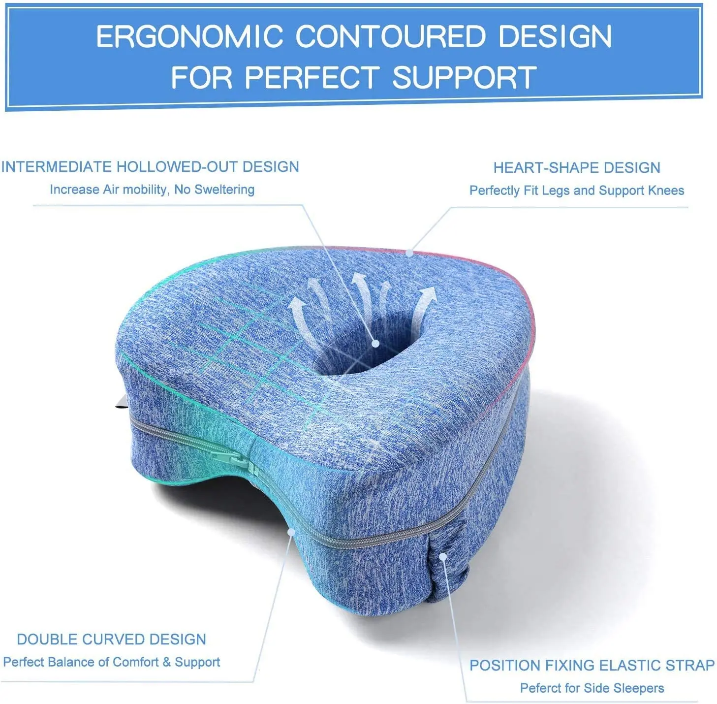 Body Memory Cotton Leg Pillow Home Foam Pillow Sleeping Orthopedic Sciatica Back Hip Joint for Pain Relief Thigh Leg Pad Cushion