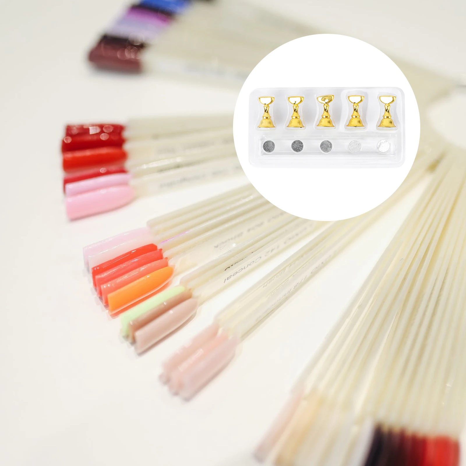 

2 Sets Chess Piece Magnetic Nail Bases Fake Display Stand Acrylic Bar Nails Accessories Durable Practice Beginner Salon Use