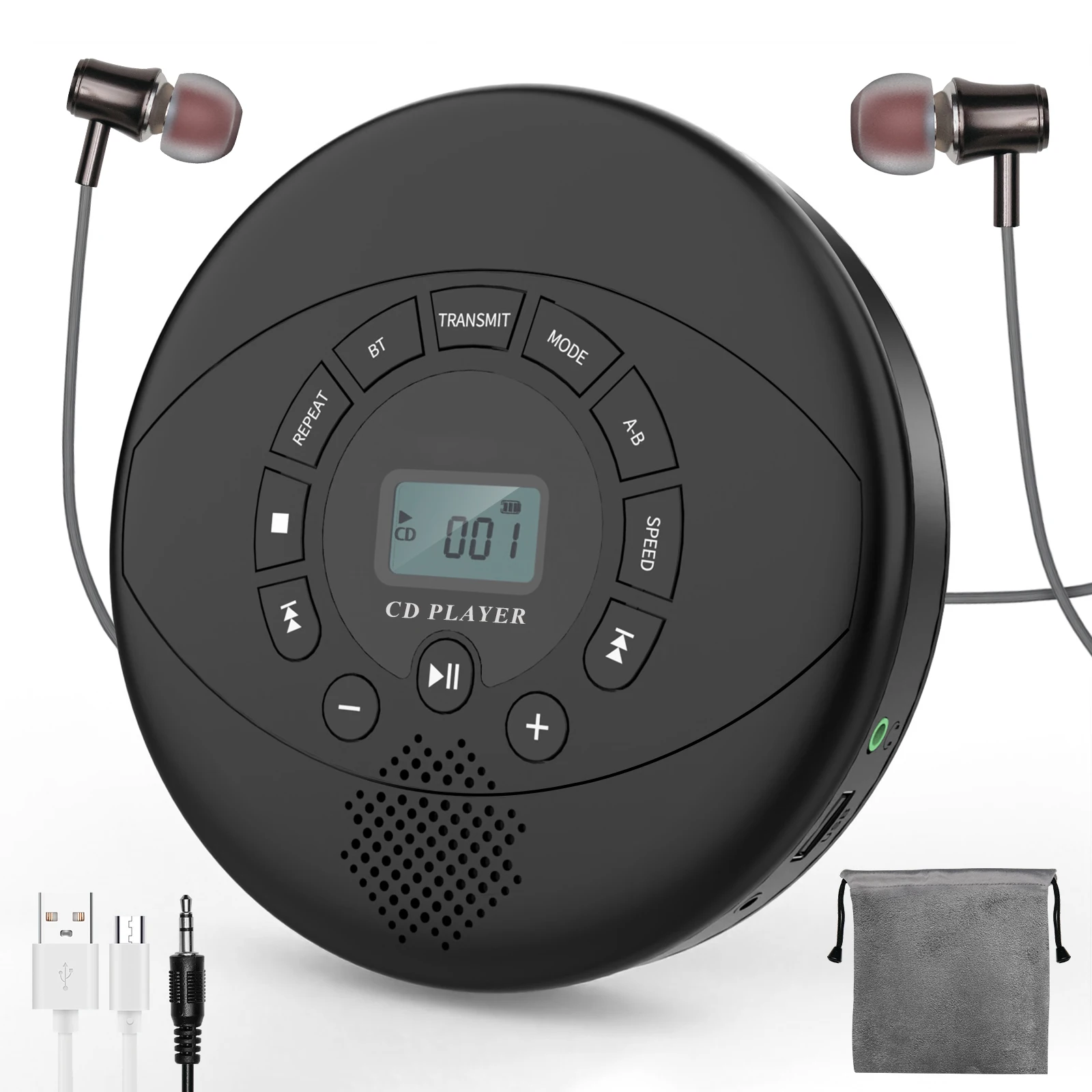 portable cd player with bluetooth rechargeable discman with speaker and earbuds walkman cd with speaker and bluetooth transmiter