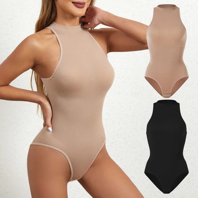 Buttoned High Elastic Skin-Friendly Waist-Cinching Body Shaping Strap Tight-Fitting Women Tummy Control One-Piece Bodysuit