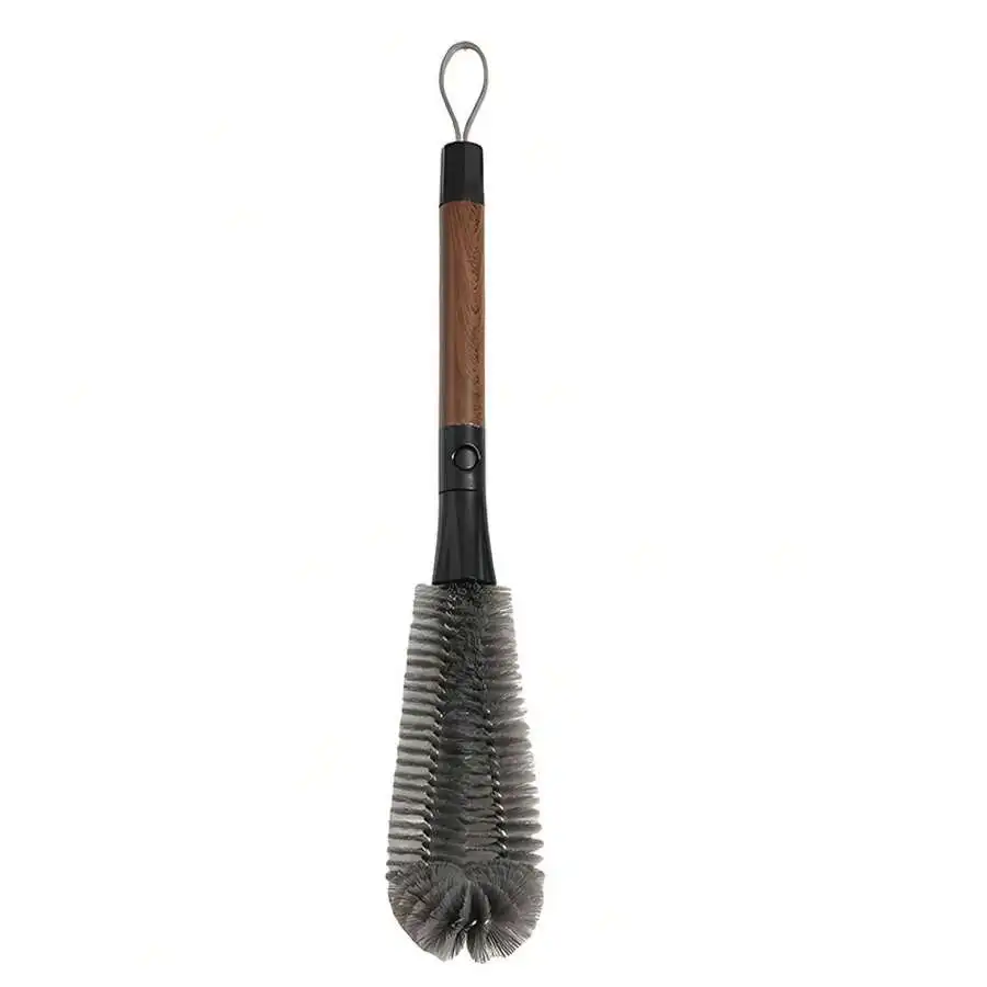 Walnut-Colored 2-In-1 Bottle Brush With Long Handle, Detachable Crevice Brush, Multifunctional Soft-Bristle Cup Brush, Blender