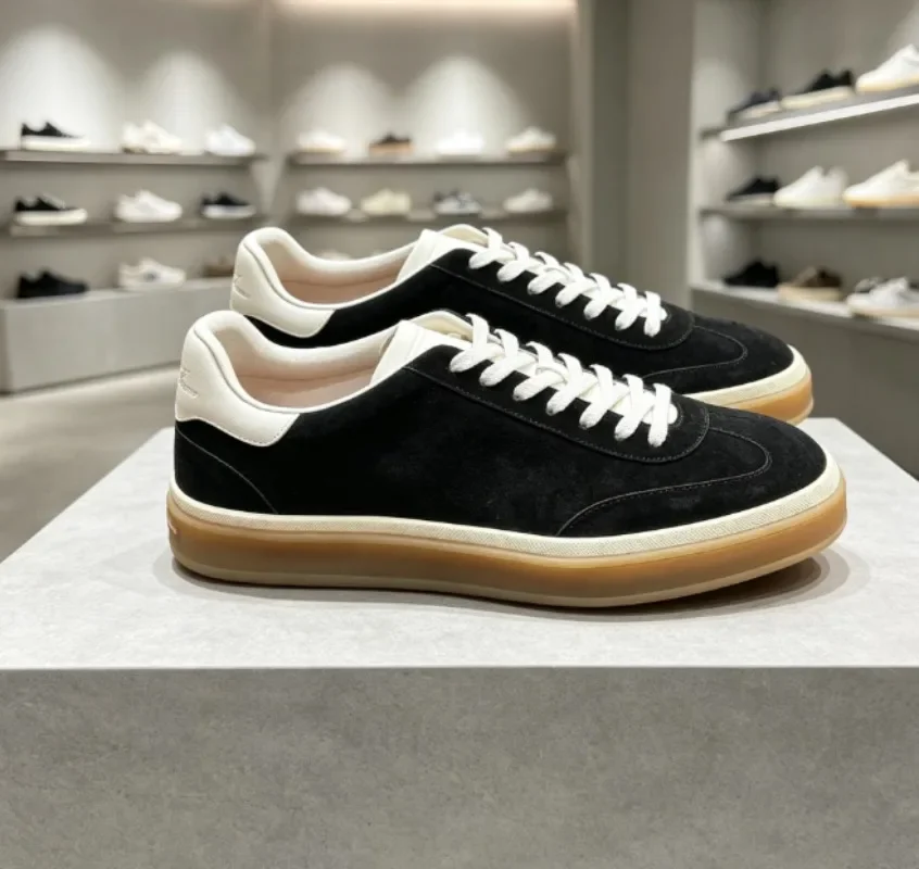 Men's round-toe lace-up height-increasing white sneakers, retro chunky casual sports versatile couple shoes soft.