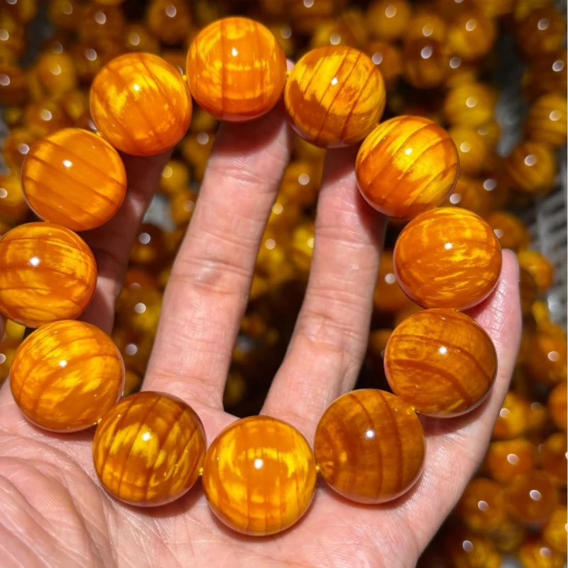 Authentic Northeastern pine bracelet for men, made from Changbai Mountain northern agarwood and amber wood, fully transluce