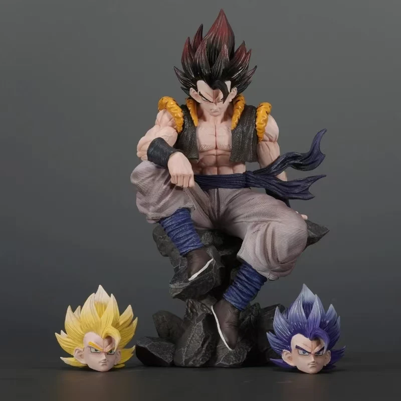 23cm Anime Dragon ball Z Three heads Gogeta Sitting position Action Figure Model  Gift