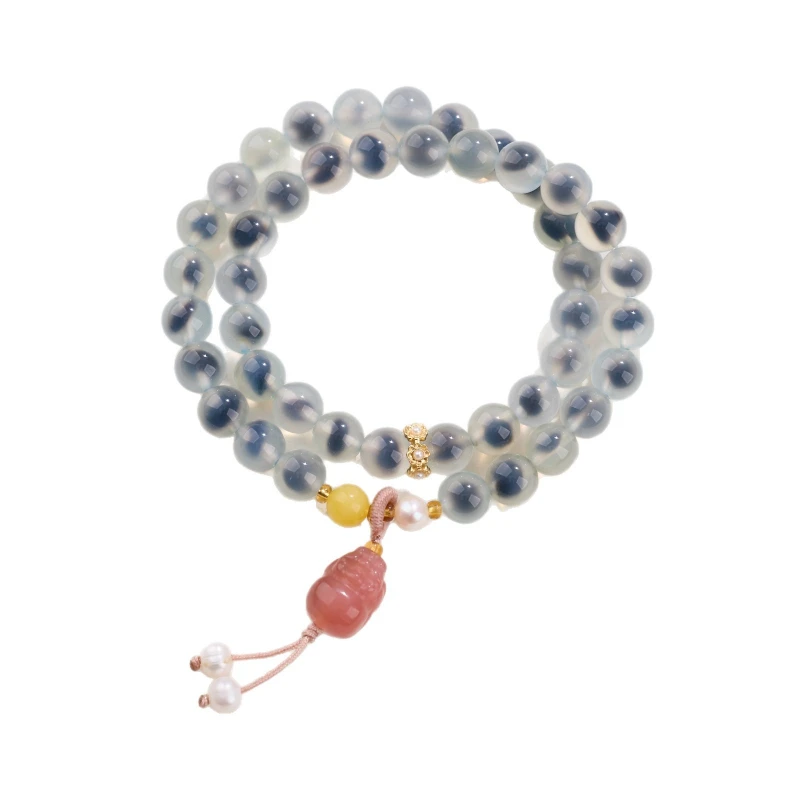 

Sugar Heart Agate Freshwater Pearl Amber Yanyuan Pixiu Double Circle Beaded Bracelet for Women Premium Spiritual Wholesale