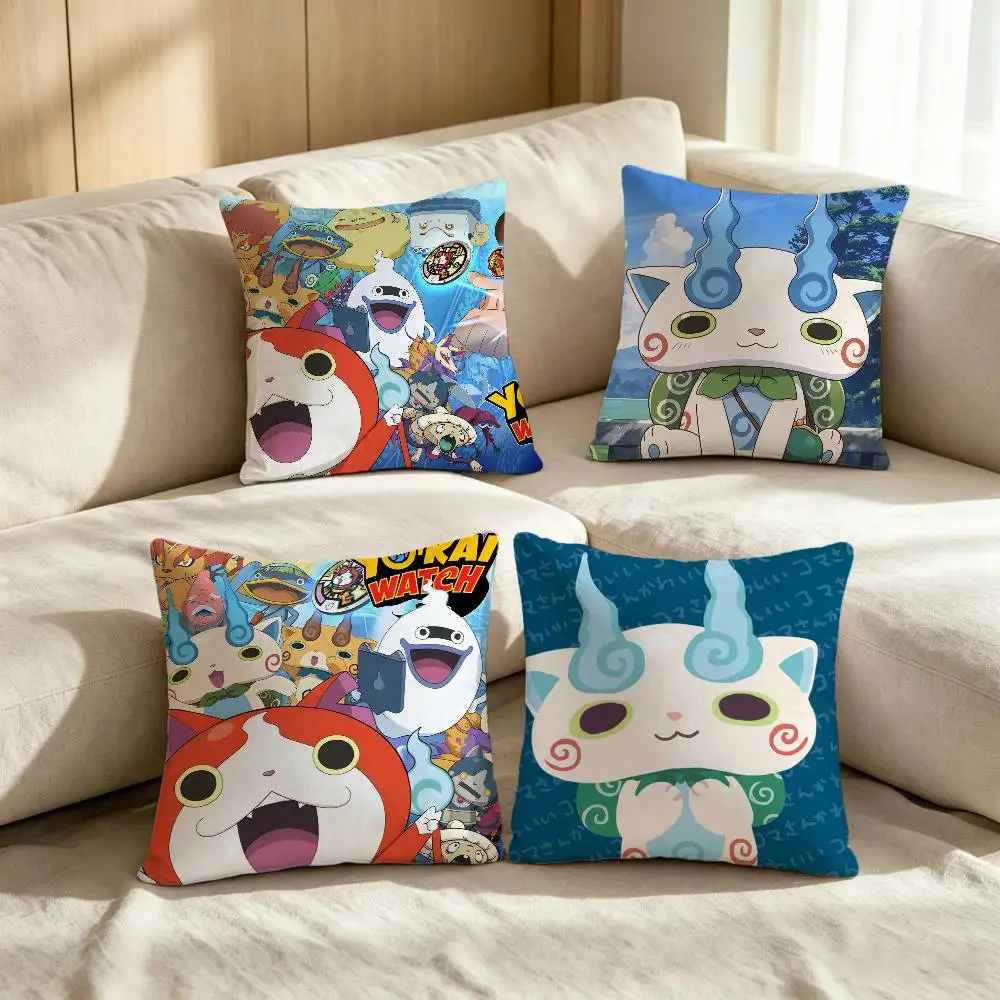 cute game anime Yo kai w-Watch Komasan PillowCover Decor PillowCase 45x45cm Couch Home Decor for Living Room Sofa Party Gift