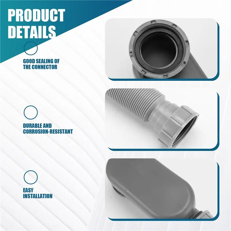 

JHD ABS Bathtub Shower Drain Pipe Flat P Trap Free Standing Tub Drain For Bath Bathtub Drain