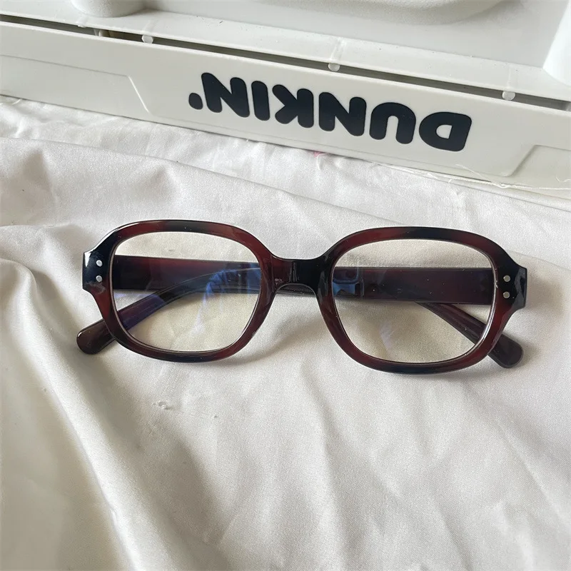 Vintage Square Glasses Frame Women Men Oversized Thick Temple Leg Korean Fashion Black Tortoise Optical Eyewear Anti Blue Light