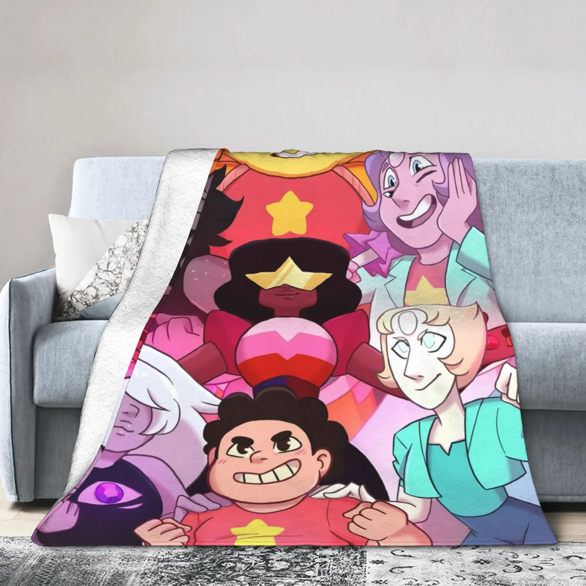 Custom Steven Universe Blanket Warm Fleece Soft Flannel Children Gift Cartoon Throw Blankets for Bedroom Couch Car Autumn