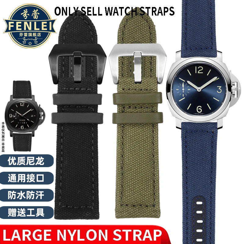 For Panerai Hamilton Diesel Watch Strap PAM111 441 Men\'s Canvas Leather Bracelet Soft Nylon cowhide Watch Band 20MM 22MM 24mm