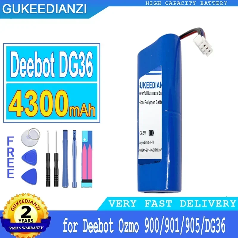 

Аккумулятор GUKEEDIANZI Для Ecovacs Deebot для Ozmo 900, 901, 905, 920, 930, 937, DG36, DG70, DG3G, аккумулятор большой мощности, 4300 мАч