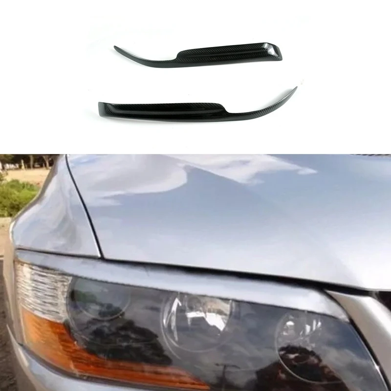 

For Mitsubishi EVO 7 8 9 2001-2007 Carbon Fiber Car Sticker Front Headlights Eyebrow Eyelid Trim Cover