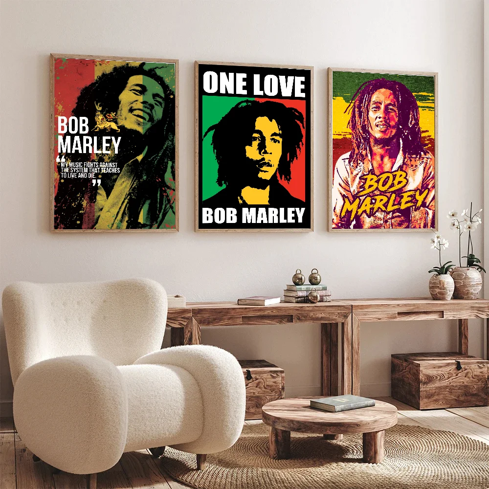 

Music Singer Star B-Bob M-Marley DIY Poster Kraft Paper Vintage Poster Wall Art Painting Study Stickers Big Szie Wall Painting