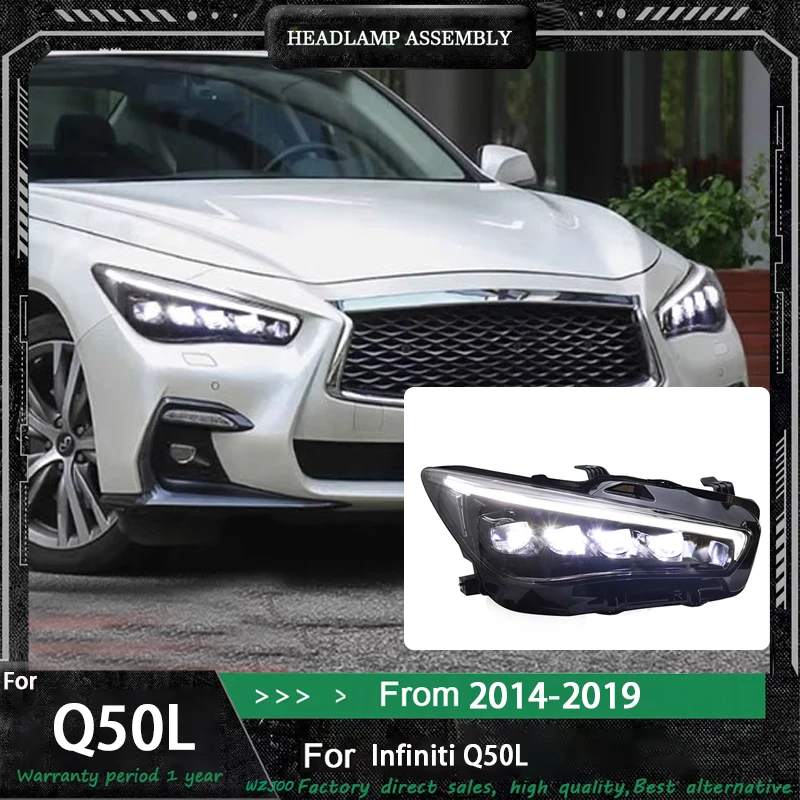 

2 шт. автомобильный Стайлинг для Infiniti Q50 фары 2014 2015 2016 2017 2018 2019 2020 2021 2022-2024 для Q50 полностью светодиодные фары светодиодные DRL