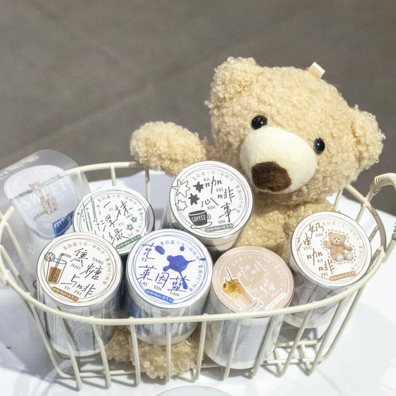 6 styles 50mm*200cm Poems For Coffee series tape Decorative sticker Labels Decorative Diary Album Junk Journal Supplies