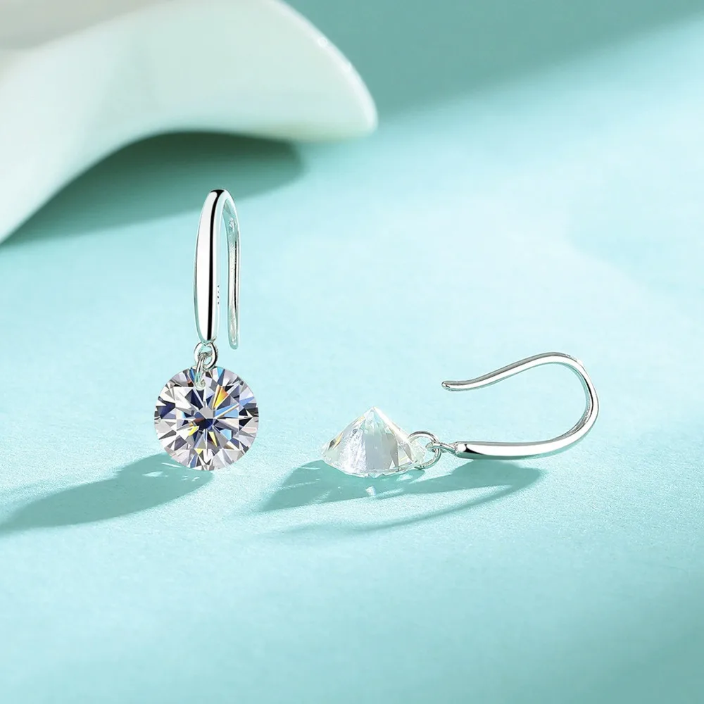 JH 2CT 4CT 925 فضة مويسانيتي وأقراط للنساء D VVS1 غرامة مجوهرات مختبر مويسانيتي 925 أقراط فضية هدية