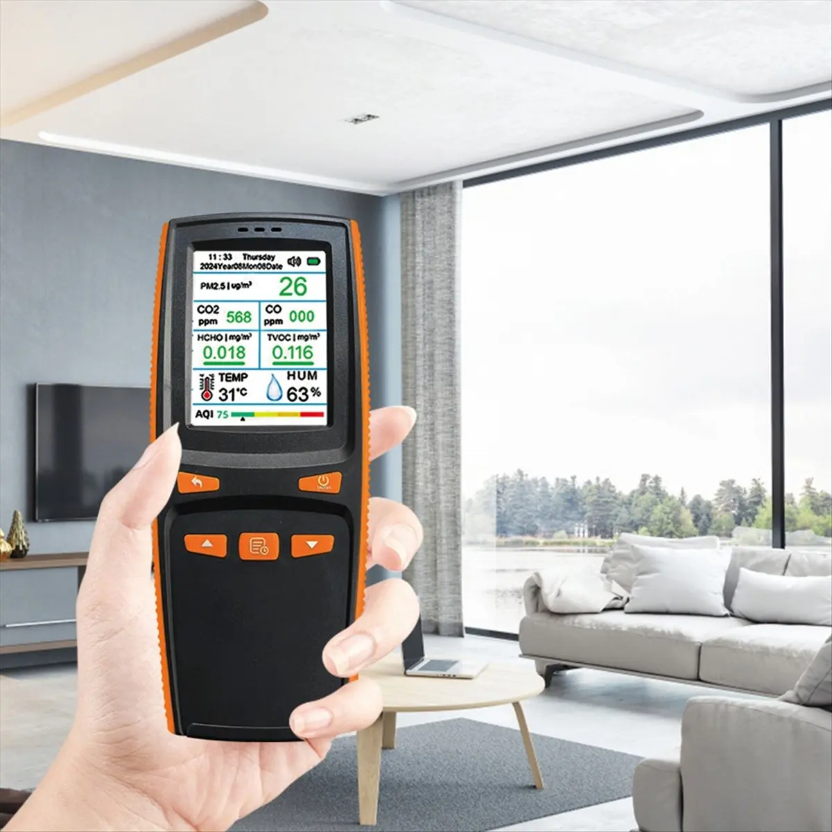 

A06R 9-в-1 Монитор качества воздуха (CO/CO2/PM2.5/HCHO/TVOC) с функцией хранения и загрузки данных