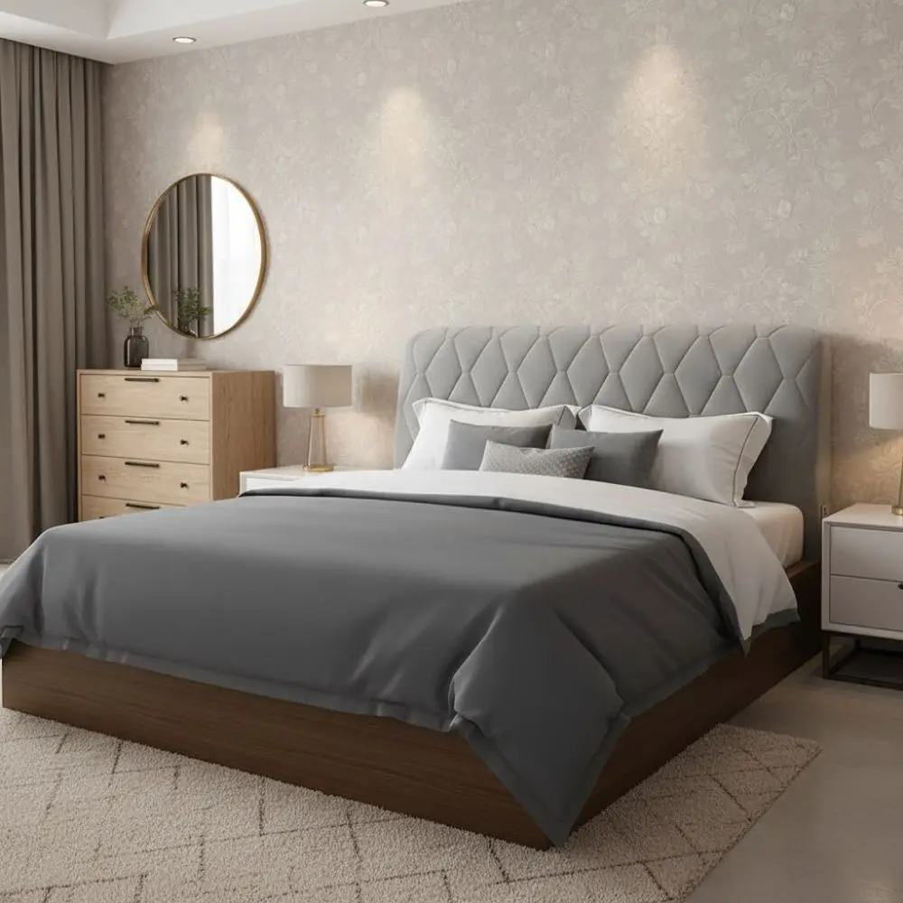 

Velvet Quilted Bed Head Cover Thickened Resilient Bed Back Protector Cover Dustproof Solid Color All-inclusive Headboard Cover