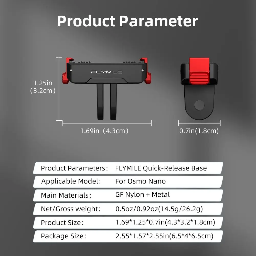 Quick Release Magnetic Mount Adapter ABS Durable Mount Bracket Lightweight 1/4 Screw Base Adapter for DJI Osmo Nano