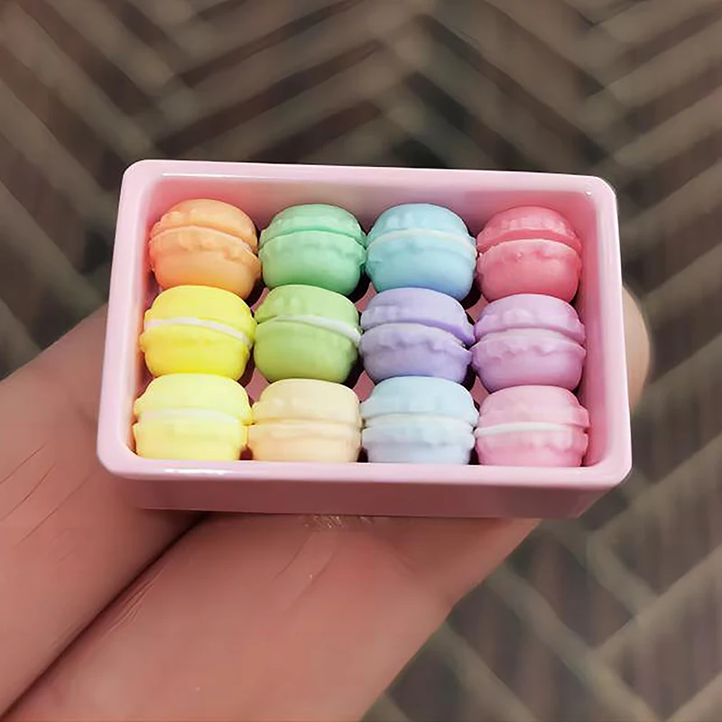 Macaron en miniatura para casa de muñecas, 1 Juego, Color caramelo, 1:12/1:6, pastel de postre para casa de muñecas, accesorio de juego, Color aleatorio