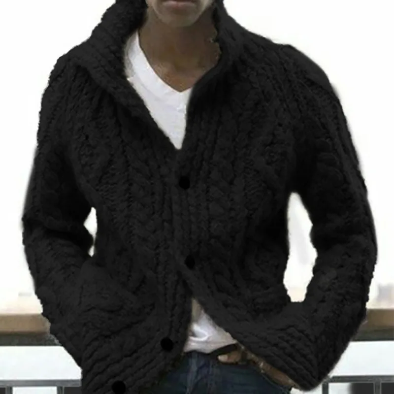 Autumn And Winter Sweater Men's Solid Color Knitted Jacket Men's Cardigan Sweater