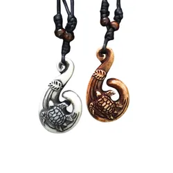 Hawaiian style Turtle Hook Pendant Necklace for Men Women's NZ Maori Fish Hook Choker Jewelry Necklace Amulet